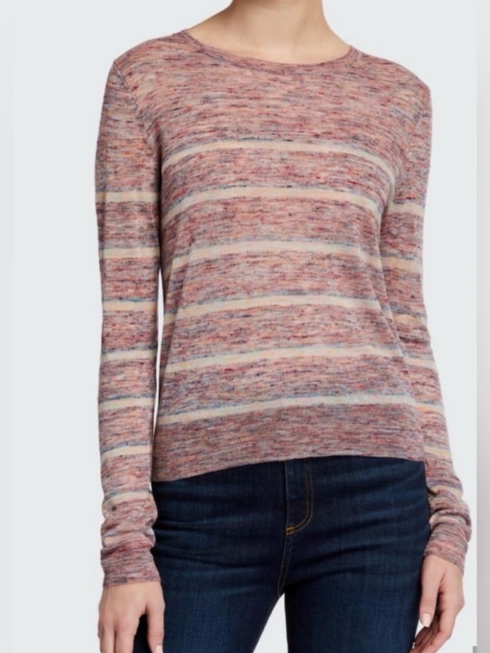 Veronica Beard Henderson Linen Blend Striped Crewneck Sweater